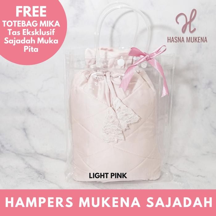 Gambar Hampers Mukena Sajadah Silky Renda Free Tas Travelling & Box - Light Pink, Box dari Hasna Mukena undefined Tokopedia