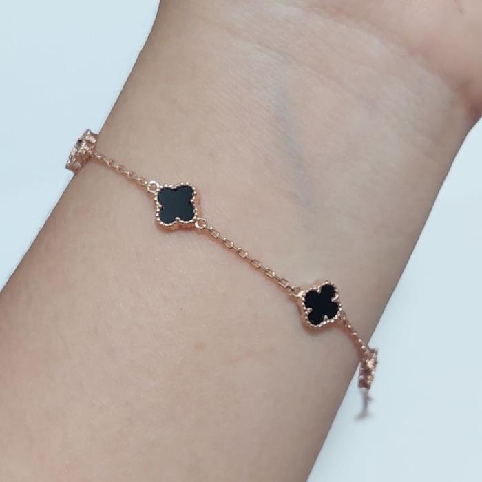Gambar Gelang rantai vc van cleef 8k semua clover emas asli warna rosegold - 5clover rosegol dari dinamarket1 undefined Tokopedia