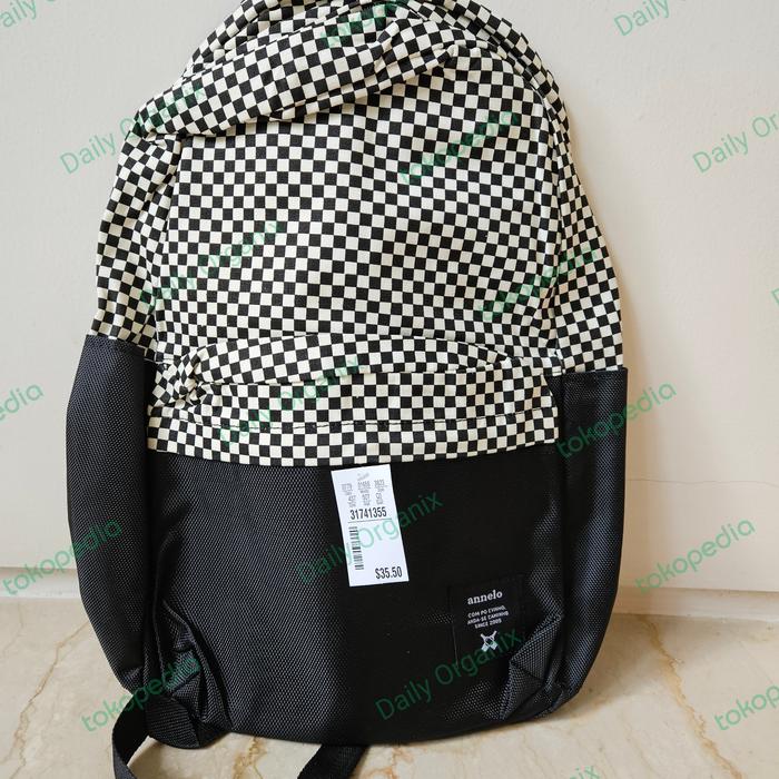 Gambar Tas Ransel Murah Pria Wanita Bayi Kanvas Diaper Bag Anello - Hitam kotak2 dari Daily Organix undefined Tokopedia
