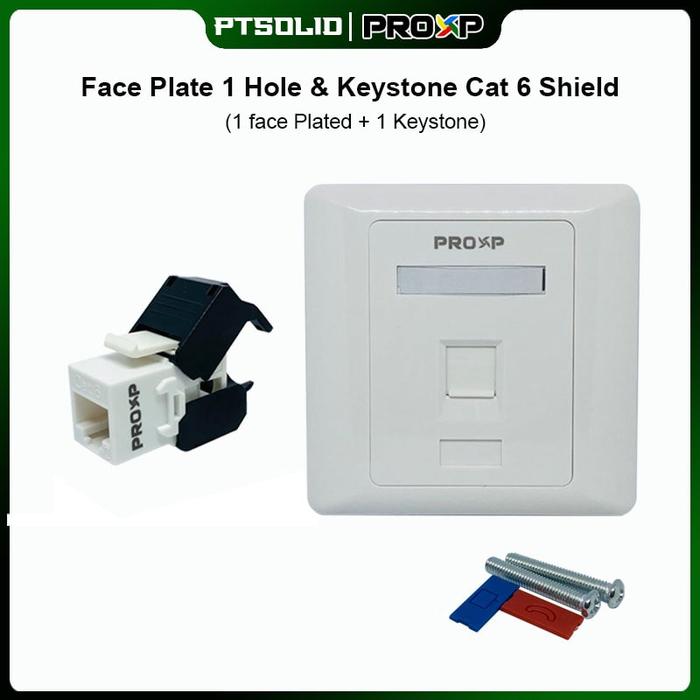 Gambar Wall Proxp Face plate Socket Lan Modular jack RJ45 cat6 Shield Tolless - 1 Hole dari PTSOLID undefined Tokopedia