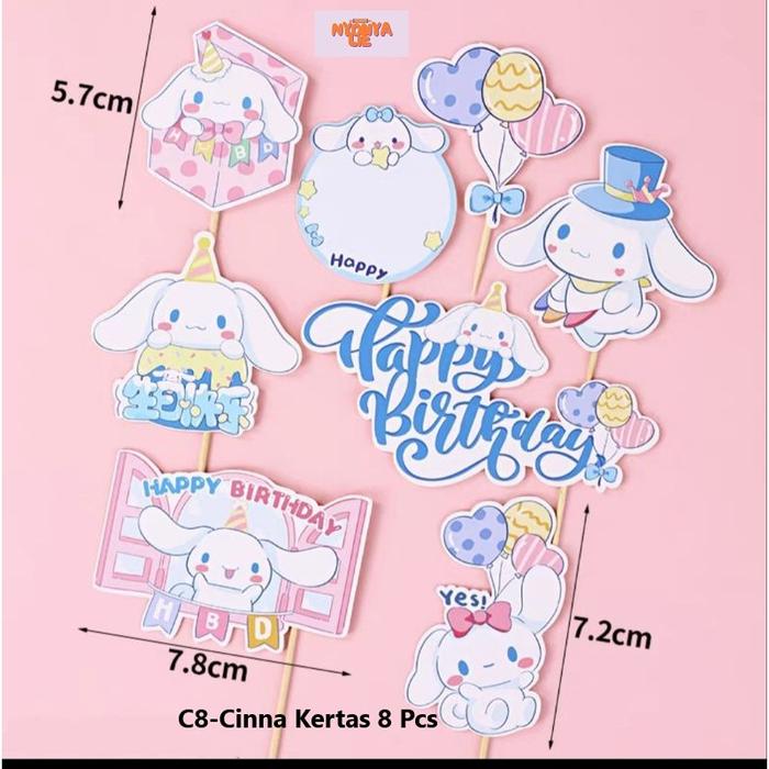 Gambar CKA12 Topper Kertas Cinnamoroll Kuromi Sanrio Hiasan Kue Ulang Tahun - C8-Cinnamorol 8 dari Nyonya Lie undefined Tokopedia