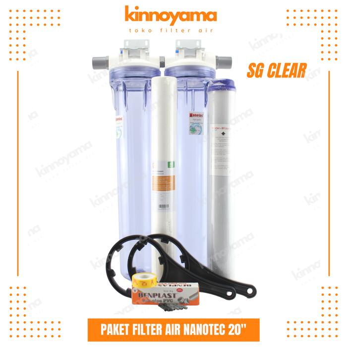 Gambar Paket Housing Filter Air Sumur Bor 20 inci 2 Tabung / Saringan Air Toren PDAM Bau Berpasir - Nanotec, Indoor/Bening dari Toko Filter Air KINNOYAMA undefined Tokopedia