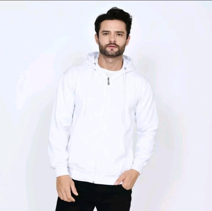 Gambar Hoodie Resleting Zipper Pria Wanita Size M-XXL - Putih, M dari Mpxthestore undefined Tokopedia