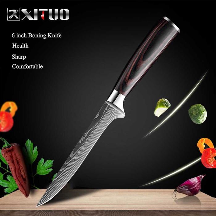 Gambar XITUO Pisau Dapur Stainless Steel Chef Knife Damascus Pattern - 6 Inch Boning dari DiBudgetin undefined Tokopedia