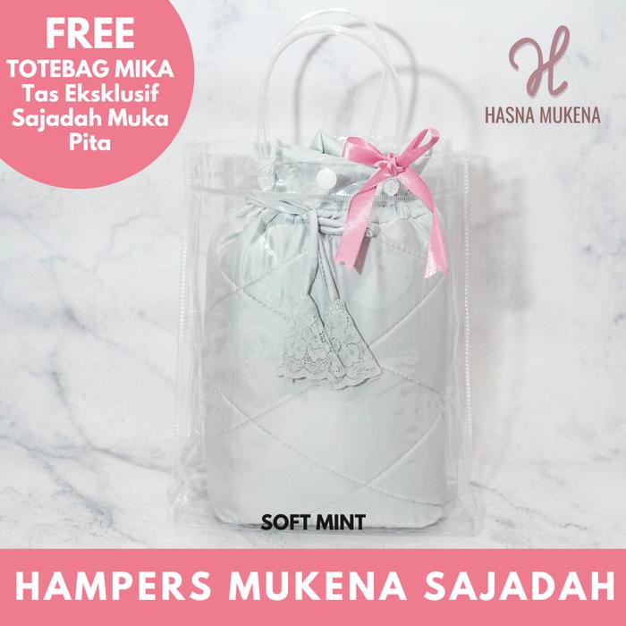 Gambar Hampers Mukena Sajadah Silky Renda Free Tas Travelling & Box - Soft Mint, Box dari Hasna Mukena undefined Tokopedia