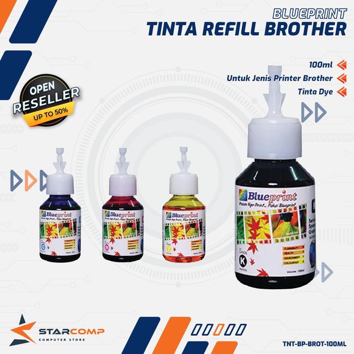Gambar TINTA REFILL BLUEPRINT 100ML BROTHER dari Starcomp Origin undefined Tokopedia
