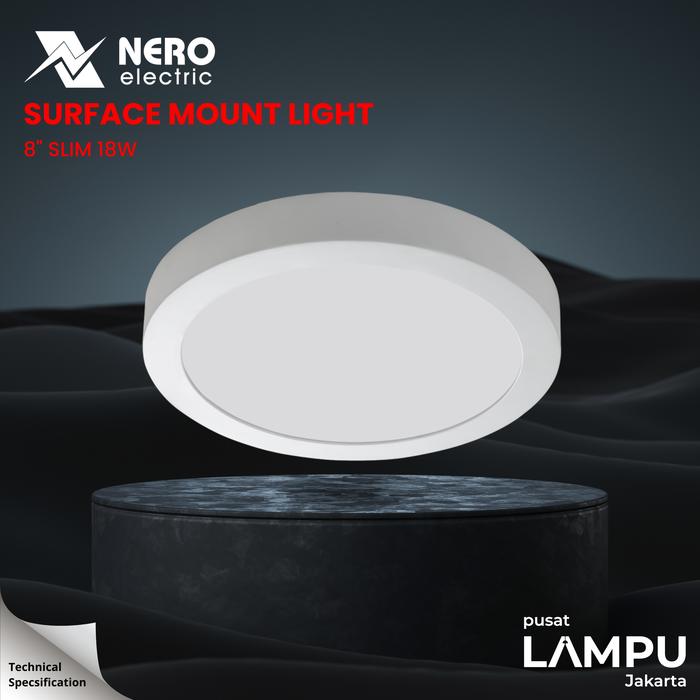 Gambar NEROLIGHT LED 8" SLIM ROUND SURFACE MOUNT LIGHT - 18W - Ultra Daylight dari Pusat Lampu Jakarta undefined Tokopedia