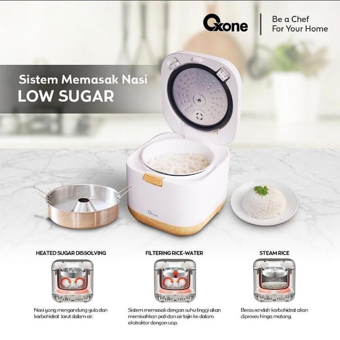 Gambar Oxone OX250 Low Sugar Rice Cooker Mini 0.8 Liter Penanak Nasi 5in1 - Putih dari Oxone Official undefined Tokopedia
