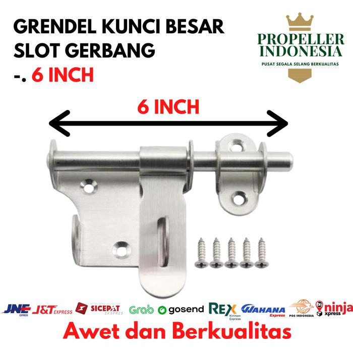 Gambar Grendel Kunci Pintu Gudang Slot Besar Gerbang Garasi - 6 Inch dari propellerindonesia undefined Tokopedia