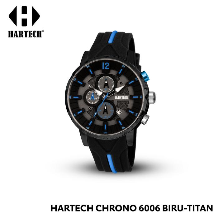 Gambar Hartech Chrono 6006 Jam Tangan Pria Water Resist Watches Quartz - Titan Biru dari CARDIFF. undefined Tokopedia