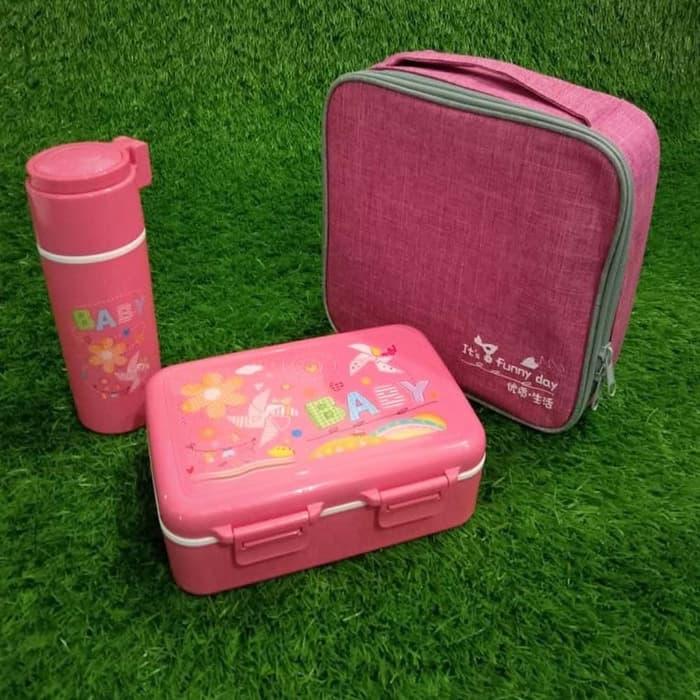 Gambar YOOYEE LUNCHBOX 628 PINK / SET KOTAK MAKAN ANAK - Merah Muda dari Ollahomeliving undefined Tokopedia