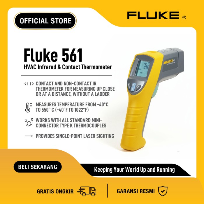 Promo FLUKE 561 HVAC Infrared and Contact Thermometer Cicil 0% 3x ...