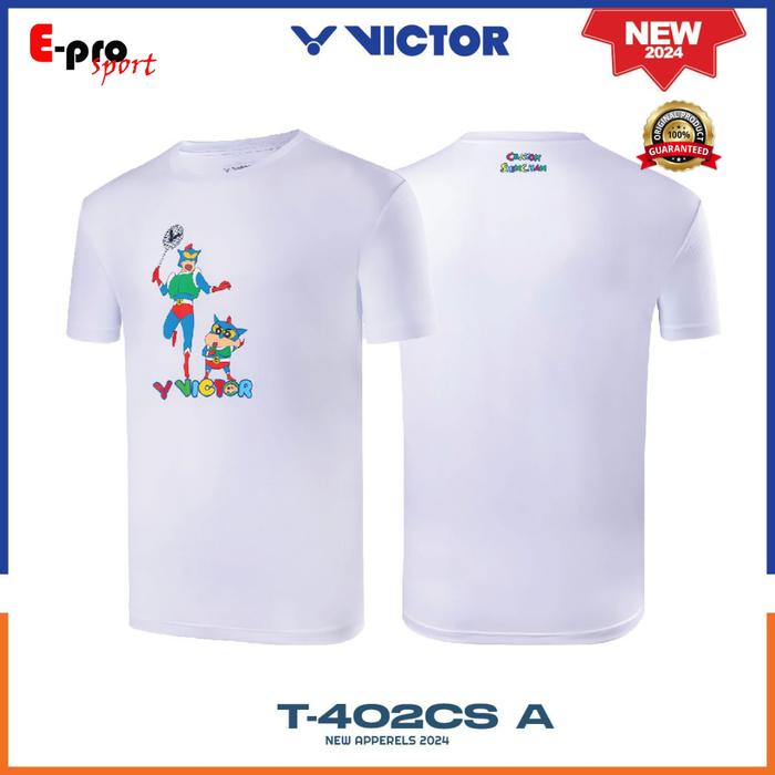 Gambar Kaos Badminton Victor Shinchan T-402CS T 402 CS T402 CS Jersey Shincan Original - White, S dari Eprosport undefined Tokopedia