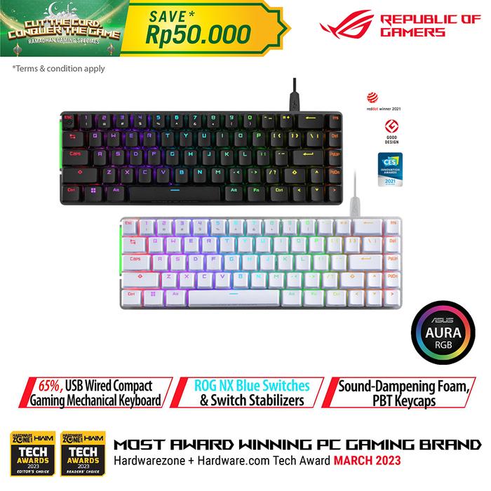 Gambar ASUS ROG Falchion Ace - 65% RGB Compact Gaming Mechanical Keyboard - Hitam, NX Blue dari Starcomp Origin undefined Tokopedia
