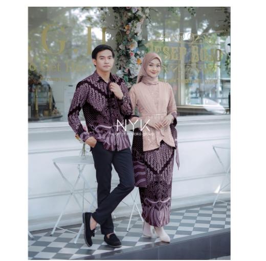 Gambar KEBAYA COUPLE TIFFANY TULLE MUTIARA | COUPLE BATIK KONDAGAN | KEBAYA - CREAM, KEMEJA M dari Memories Batik undefined Tokopedia