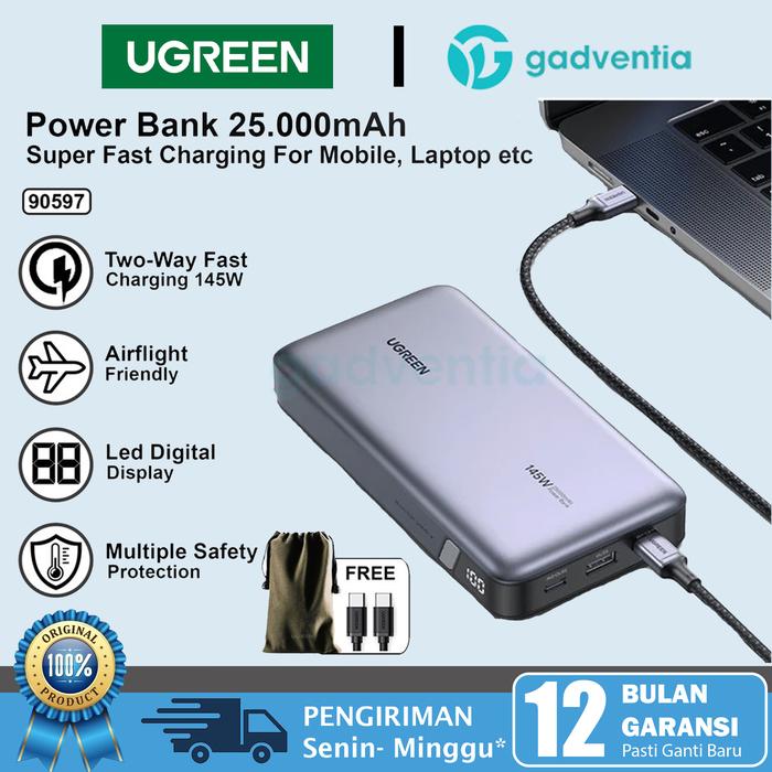 Gambar UGREEN 90597A PowerBank 25.000Mah Fast Charging 145w Laptop Macbook - 25.000Mah 145W dari GADVENTIA Kota Administrasi Jakarta Barat Tokopedia