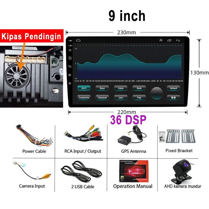 Gambar 【Ada Kipas Pendingin】Universal 4G+32G Single Din Android 12 Head Unit 7/9 Inch IPS Screen Head Unit Untuk Semua 12V Mobil Car Radio Stereo Player Bluetooth WIFI GPS Navigation Multimedia MP5 Player Support WIFI/GPS/Mirrorlink/Split Screen/DSP - 9 inch+Kipa+AHD, 4G+32G dari Havass Id undefined Tokopedia