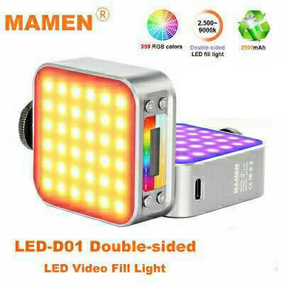 Gambar MAMEN LED D01 Double Sided RGB Video Light Vlog Lampu Camera / Gimbal dari Kamera Gadget Official undefined Tokopedia