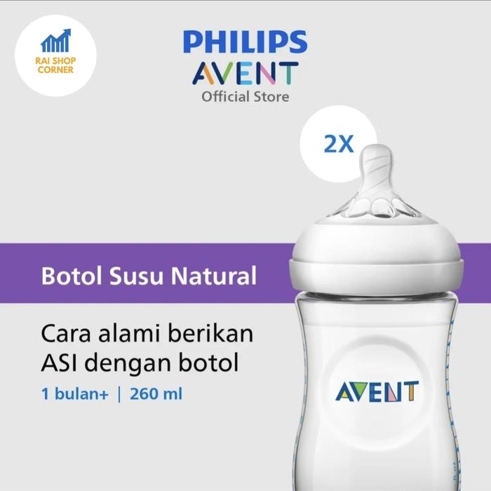 Philips Avent Natural Twin Bottle 1M+ 260ml SCF693/23 Botol Susu 260 ml  oz, isi
