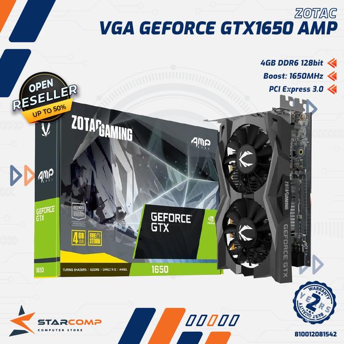 Gambar Zotac VGA GeForce GTX 1650 AMP 4GB DDR6 128 bit GTX1650 dari Starcomp Origin undefined Tokopedia