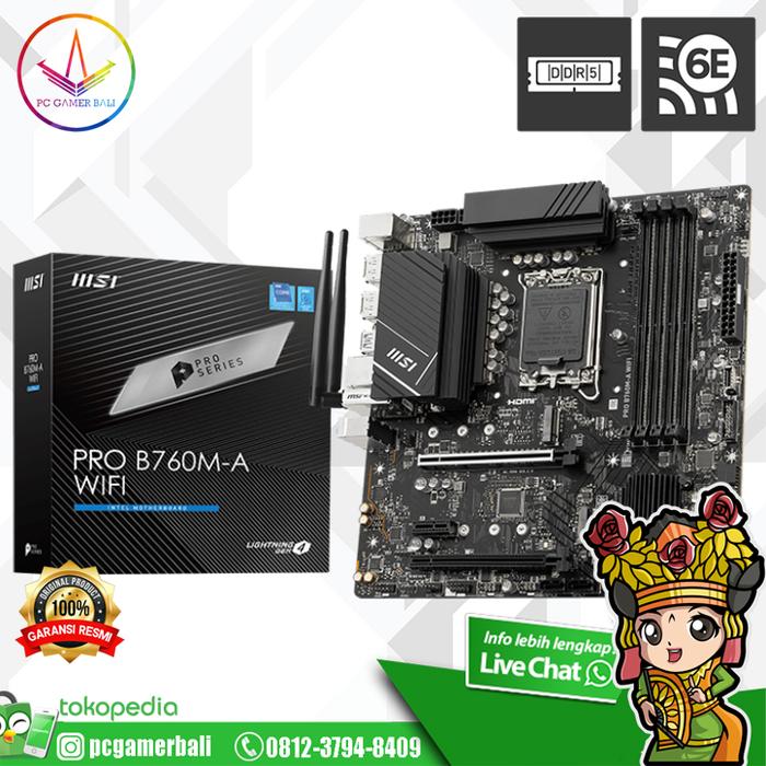 Gambar Motherboard MSI PRO B760M-A Wifi DDR5 LGA1700 Micro ATX dari PC GAMER BALI undefined Tokopedia