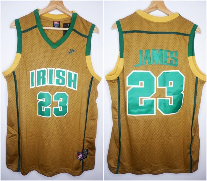 Jual JERSEY BASKET NBA NCAA IRISH #23 LEBRON JAMES GOLD Sport