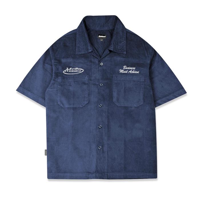 Gambar Kemeja Pendek Corduroy | CORDU 01 | Madless Corduroy Work Shirts - BLUE BLACK, XL dari Madlesswear_NEW Kab. Tangerang Tokopedia