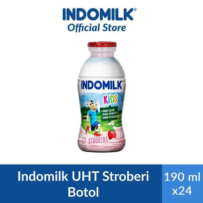 Gambar [1 Karton] Indomilk UHT Stroberi Botol 190 ml isi 24 pcs dari Jasmine_Shop_Jember undefined Tokopedia