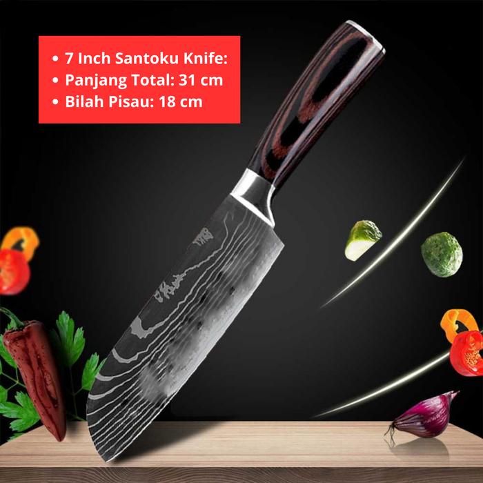 Gambar Pisau Dapur Stainless Steel Kitchen Chef Knife - 7" Santoku dari Home Depot Jakarta undefined Tokopedia