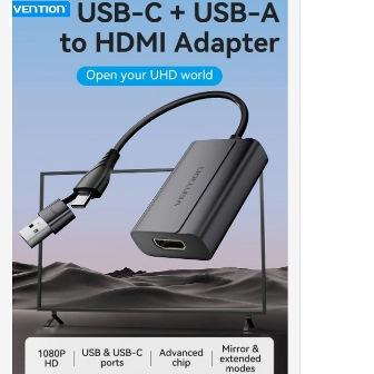 Gambar Vention Adapter Converter USB Type C to VGA HDMI 4K 3D - USB-C&A to HDMI dari Ide Komputer Malang undefined Tokopedia