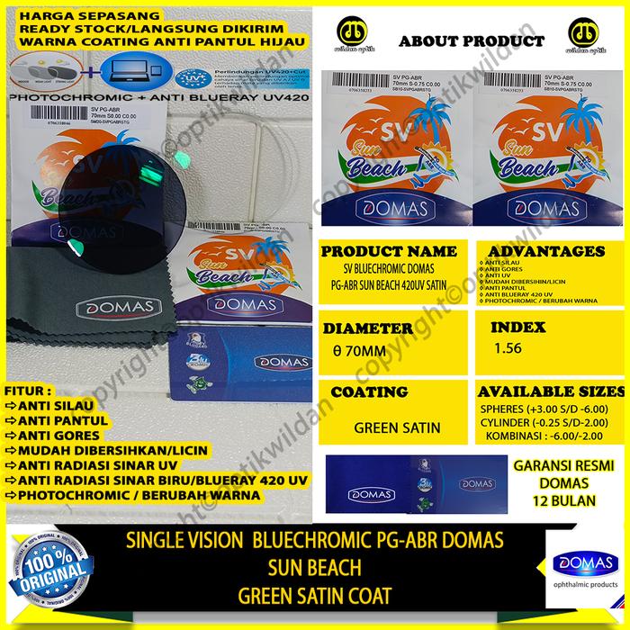 Gambar DOMAS SINGLE VISION BLUECHROMIC PG-ABR  SUN BEACH dari Optik wildan undefined Tokopedia
