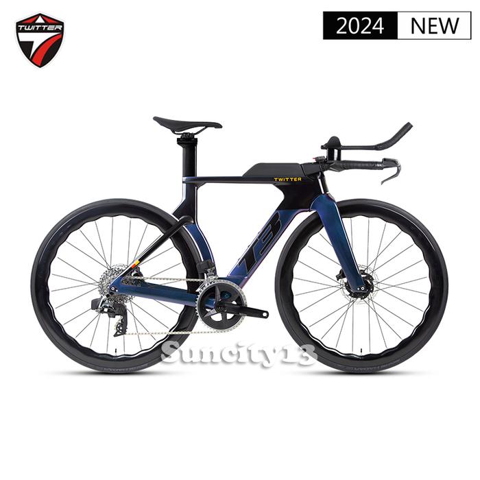 Gambar TWITTER T3 TT BIKE FULL CARBON SRAM ETAP 24S WIRELESS ELECTRIC - Hitam Holograp, 43.5 dari SUNCITY13 undefined Tokopedia