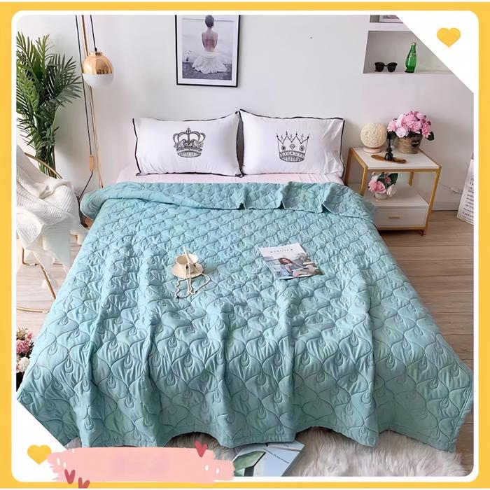 Gambar Bedcover/Selimut Bahan Katun Hangat Nyaman Adem Uk 150cm & 180cm - Green, 150x200cm dari MENDALEPEDIA undefined Tokopedia