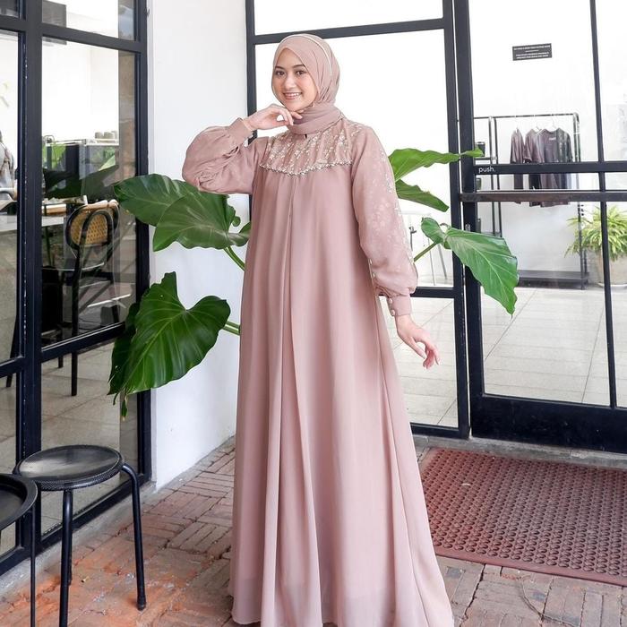 Gambar baju muslim wanita gamis wanita dress baju syar'i baju tunik bajumurah - mocca dari ARKA OL undefined Tokopedia