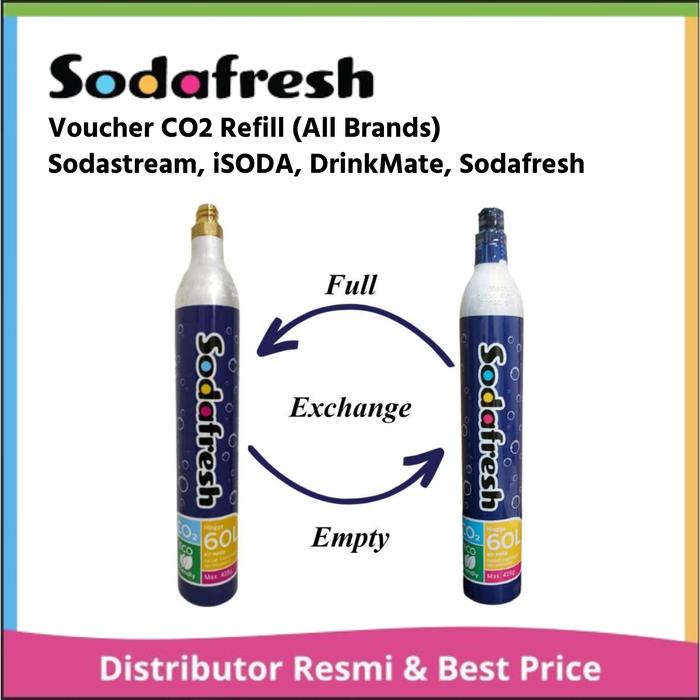 Gambar Voucher Isi Ulang Gas CO2 Untuk Soda Maker (Food Grade) - 1 dari PT Soda Fresh Indonesia Kota Administrasi Jakarta Pusat Tokopedia