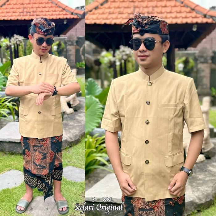 Gambar Baju safari premium pakaian pria adat Bali - 2, M dari Andira Bali Busana undefined Tokopedia