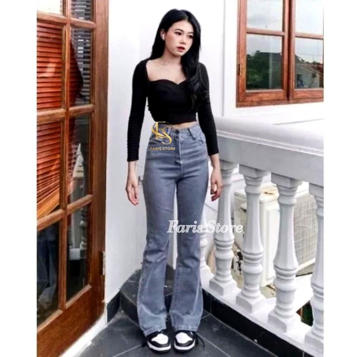 Gambar Cutbray Jeans Highwaist Wanita Celana Cutbray Loose Celana Panjang - Abu-abu, 30 dari FARIS GROSIR Store undefined Tokopedia