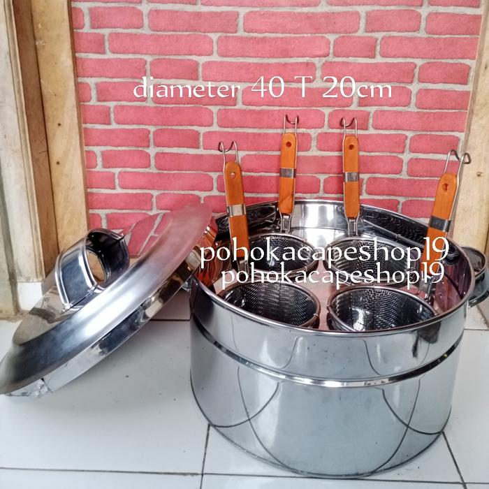 Gambar dandang,panci mie ayam lubang 4 plus saringan 4 pcs - plus saringan 4 dari pohokacapeshop19 undefined Tokopedia