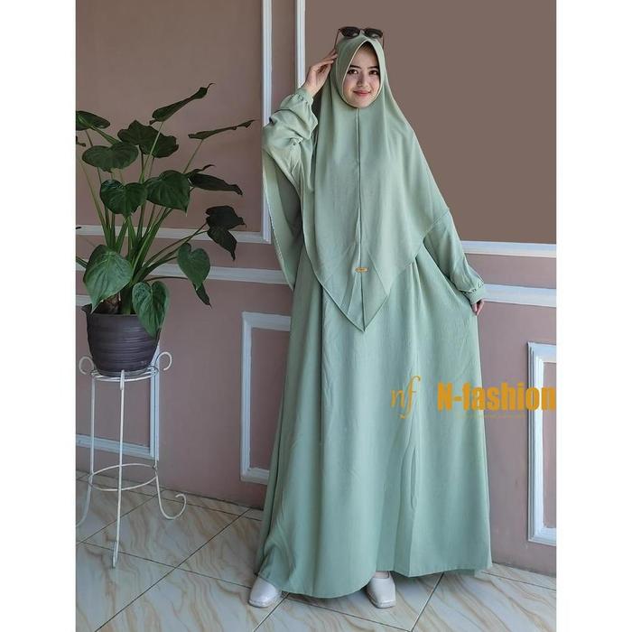 Gambar azijah gamis crincle terbaru 2023/gamis muslim wanita - sage, allsize dari Camelia012 undefined Tokopedia