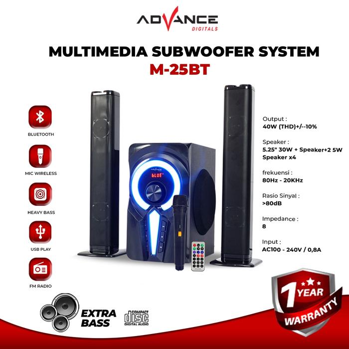 Gambar Advance M25BT Speaker Bluetooth Bass Stereo Subwoofer Mic Wireless Led Pc - M-25BT dari Home Electronic_NEW undefined Tokopedia