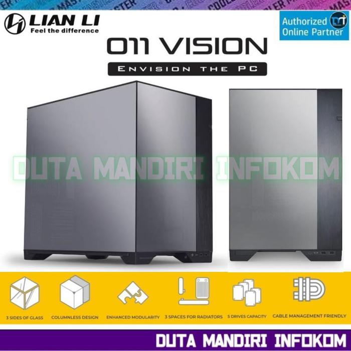 Gambar Lian Li O11 Vision - Triple side Tempered Glass Full Tower Gaming Case - Chrome Edition dari Duta Mandiri Infokom Kota Administrasi Jakarta Pusat Tokopedia