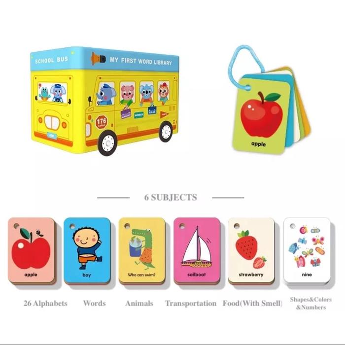 Gambar Saalin My First Word Library School Bus Flash Cards Anak Bayi Baby - First Word  dari OPI FOR YOU undefined Tokopedia