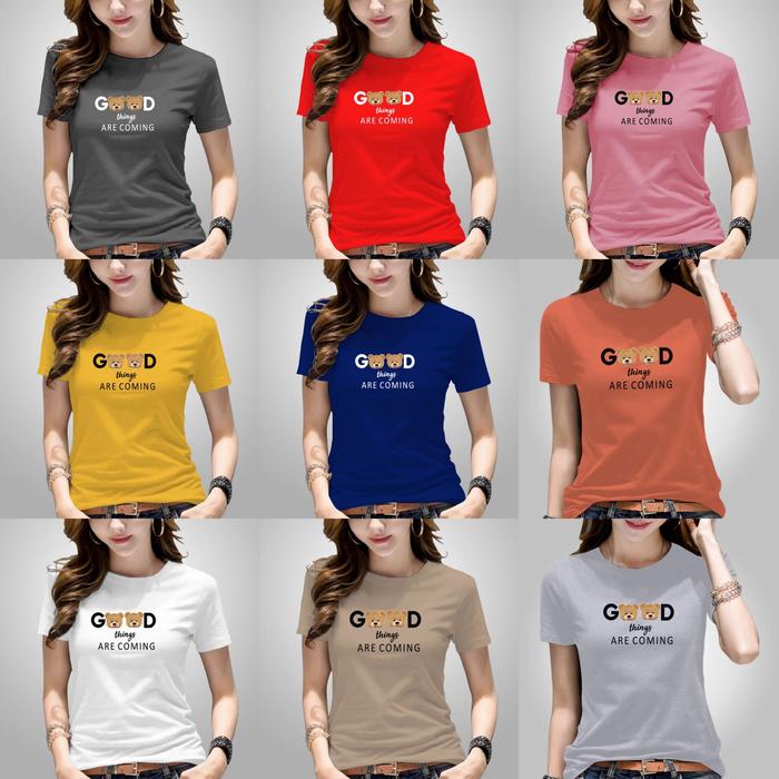 Gambar kaos wanita 100ribu dapat 6 pcs,baju lengan pendek Slim-fitting - 6 pcs random, M dari beauty zhop undefined Tokopedia