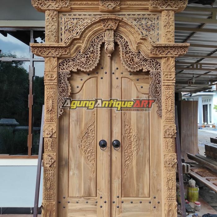 Gambar Pintu Gebyok Ukir Gapura | Gebyok Pintu Ukir Jepara - Belum finishing dari Gebyok Jati Agung undefined Tokopedia