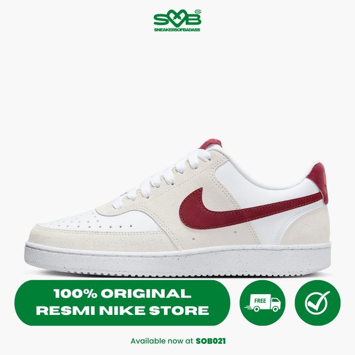 Jual Nike Women's Court Vision Low Shoes White/Team Red FQ7628