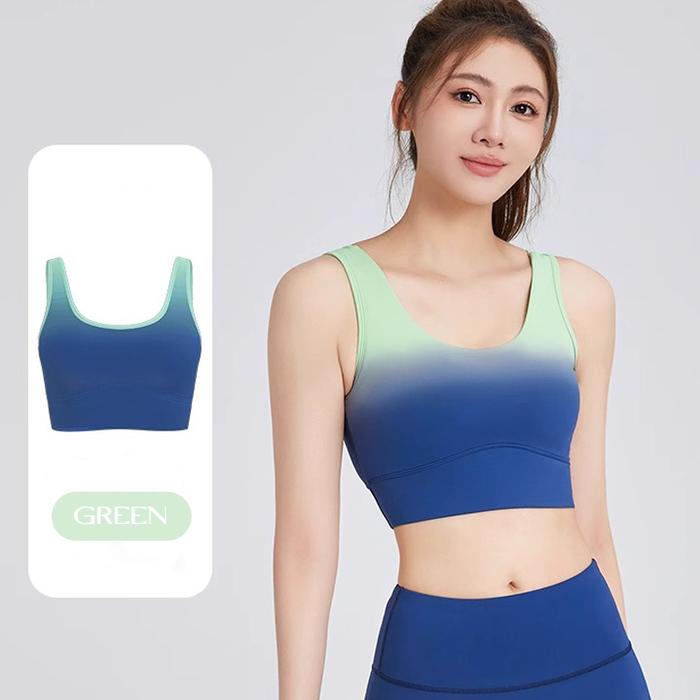 Gambar Atasan Bra Sport Gradasi 2 Warna Sport Bra Push Up BH Yoga Olahraga - GREEN, S dari Anmo Yoga Kota Administrasi Jakarta Utara Tokopedia