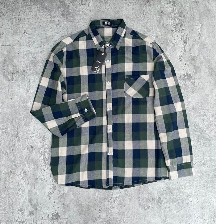 Gambar Amspro- Kemeja Flanel Pria Motif Lengan Panjang Kotak-kotak Tebal Army - Army#01, L dari Ams Pro_NEW undefined Tokopedia