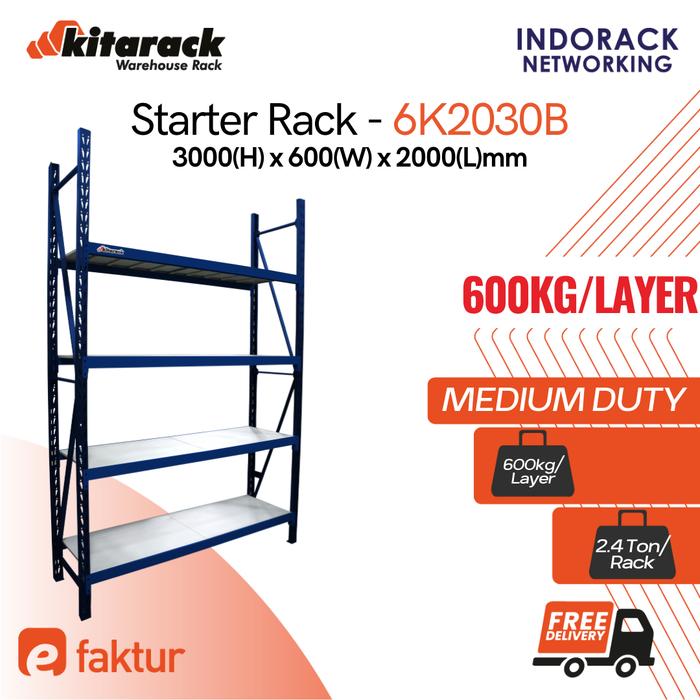 Gambar Rak Gudang Besi 600kg per Layer Rack Gudang 3 Meter 3 / 4 Susun Biru - Biru, 2 Layer dari Indorack Networking undefined Tokopedia