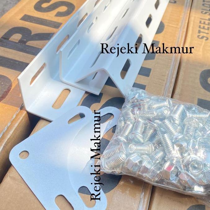 Gambar Rak Besi Siku Lubang 120 cm tebal 2 mm 2mm - Putih dari Febclaire Store undefined Tokopedia