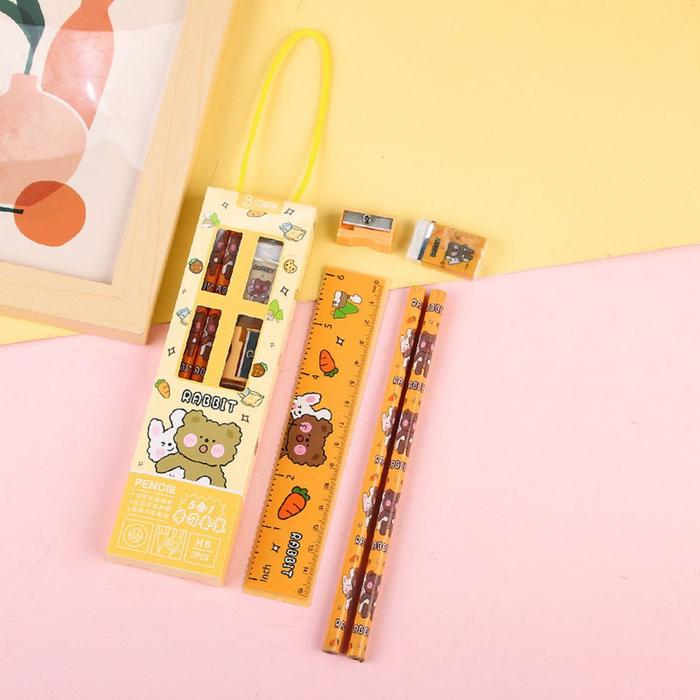 Gambar Pensil Set 5in1 Mini Stationery Peralatan Menulis Anak Karakter Lucu - Orange dari GangEnam Cell_NEW undefined Tokopedia